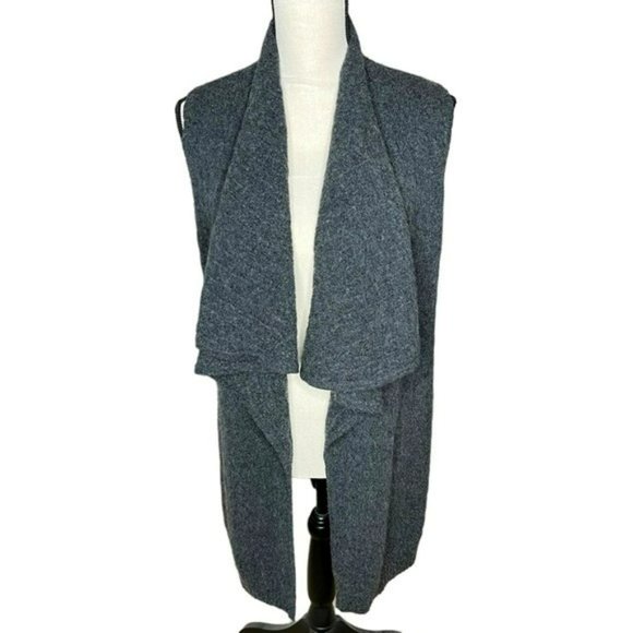 Ralph Lauren Black Label Charcoal Gray Cashmere Drape Open Sweater Vest Size M - Picture 12 of 15